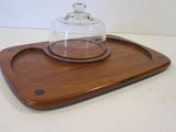 Teak Tray Glass Dome Modern