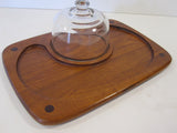 Teak Tray Glass Dome Modern