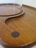 Teak Tray Glass Dome Modern