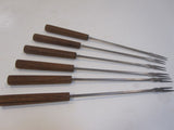 Vintage Mid Century Modern Teak Forks Fondue Sticks Stainless Japan