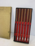 Vintage Mid Century Modern Teak Forks Fondue Sticks Stainless Japan