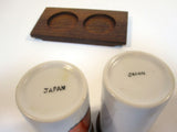 Vintage Salt & Pepper Shaker Ceramic Wood Tray Japan