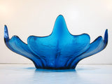 Vintage Blue Art Glass Bowl Flower