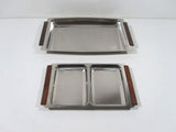 Danish Serving Tray Stainless Steel And Teak Vintage