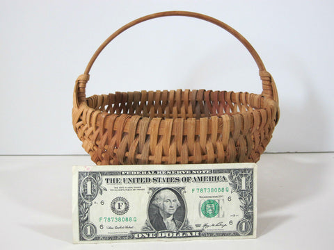 Wicker Splint Basket Signed 8"