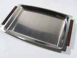 Danish Serving Tray Stainless Steel And Teak Vintage