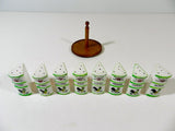 Vintage Rooster Spice Rack Jars Ceramic Wood