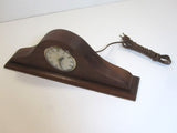 Vintage Electric Wood Mantel Clock Roman Numeral Convex Glass