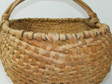 Vintage Green Market Gathering Basket Woven Buttock Buttocks