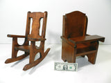 Doll Furniture Wood High Chair And Rocking Chair