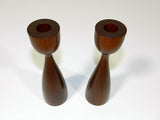 Vintage Wood Candlestick Candle Holder Modern Pair