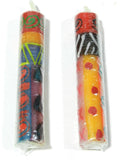 Taper Candles Handmade Hand Painted Unscented Pair 4 3/4"