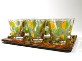 Vintage Double Old Fashioned Tumbler Glasses With Tray