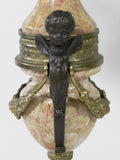 Pair of Italian Brevettato Brass Marble Candelabras