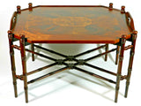 Antique Mahogany Coffee Table With Removable Inlaid Wood Tray