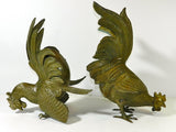 Fighting Roosters Sculpture Brass Bronze 22" Inch
