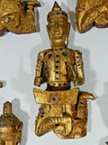 Antique Asian Musician Figures Wood Carved Gold Gilt