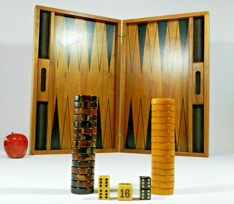 Vintage Tournament Bakelite Backgammon Set
