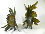 Fighting Roosters Sculpture Brass Bronze 22" Inch