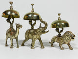 Antique Brass Bell Camel Elephant Lion Hotel Desk Service Bell
