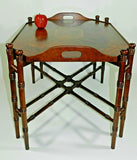 Antique Mahogany Coffee Table With Removable Inlaid Wood Tray