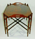 Antique Mahogany Coffee Table With Removable Inlaid Wood Tray