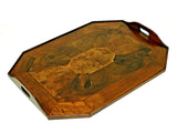 Antique Mahogany Coffee Table With Removable Inlaid Wood Tray