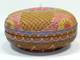 Woven Basket Lid Round Hand Painted