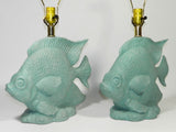 Vintage Ceramic Fish Lamp Pair