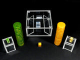 Vintage Bakelite Backgammon Game Gaming Pieces Thick Lucite Storage Box Acrylic Case 1.75" Inch Tournament Gaming Pieces Chips Checkers Green And Butterscotch Bakelite Backgammon Game Pieces Acrylic Lucite Dice Cup Shakers Bakelite Butterscotch Doubling Cube Bakelite Green Dice Mid Century Lucite Board Game Display 