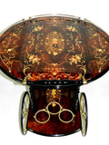 Vintage Inlaid Wood Serving Bar Tea Cart Italian Marquetry