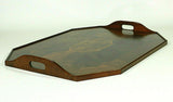 Antique Mahogany Coffee Table With Removable Inlaid Wood Tray