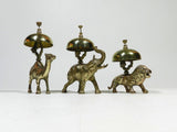 Antique Brass Bell Camel Elephant Lion Hotel Desk Service Bell