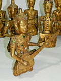 Antique Asian Musician Figures Wood Carved Gold Gilt