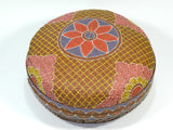 Woven Basket Lid Round Hand Painted