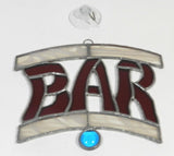 Vintage Bar Sign Leaded Stained Glass Sun Catcher