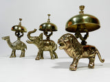 Antique Brass Bell Camel Elephant Lion Hotel Desk Service Bell