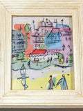 Vintage French City Street Scene Pictures Signed