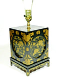 Vintage Asian Black Lacquer Lamp