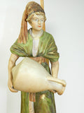 Antique Peasant Figural Lamp Man Women Pair