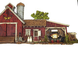 Vintage Burwood Red Barn Farm House Wall Hanging