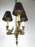 Antique French Empire Bronze Chandelier Swan