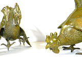 Fighting Roosters Sculpture Brass Bronze 22" Inch