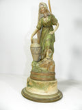Antique Peasant Figural Lamp Man Women Pair