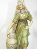 Antique Peasant Figural Lamp Man Women Pair