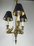 Antique French Empire Bronze Chandelier Swan