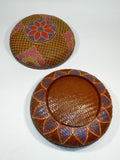 Woven Basket Lid Round Hand Painted