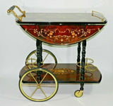 Vintage Inlaid Wood Serving Bar Tea Cart Italian Marquetry