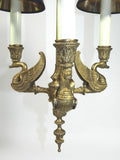 Antique French Empire Bronze Chandelier Swan