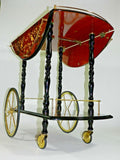 Vintage Inlaid Wood Serving Bar Tea Cart Italian Marquetry